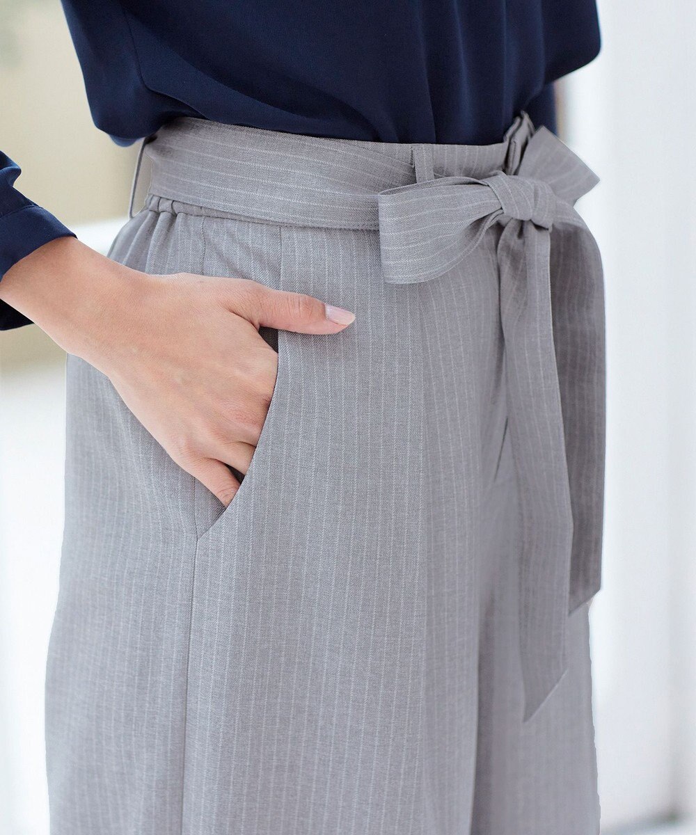 Tiaclasse L 【洗える】涼しく穿けるドライタッチ生地を使用したクロップドワイドパンツ 