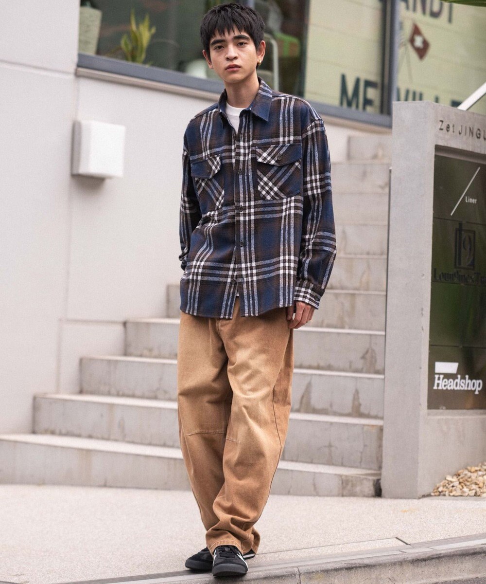 WEGO 【2025年秋冬新作/ユニセックス着用ITEM/SMLサイズ展開】ヘビーネルチェックシャツ（LS） 