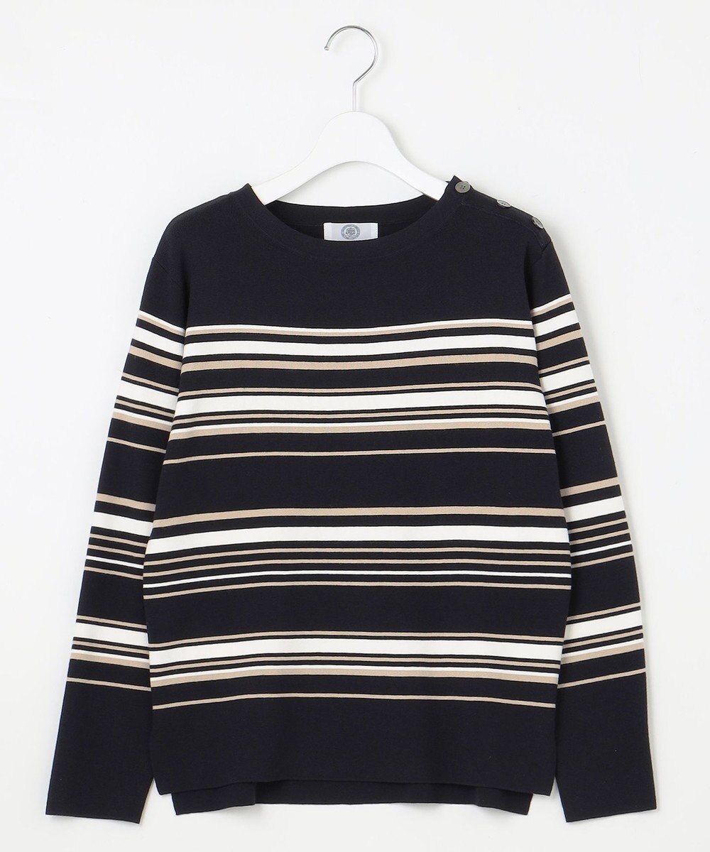 J.PRESS LADIES L 【洗える】RAYON STRETCH BORDER ボートネック ニット 