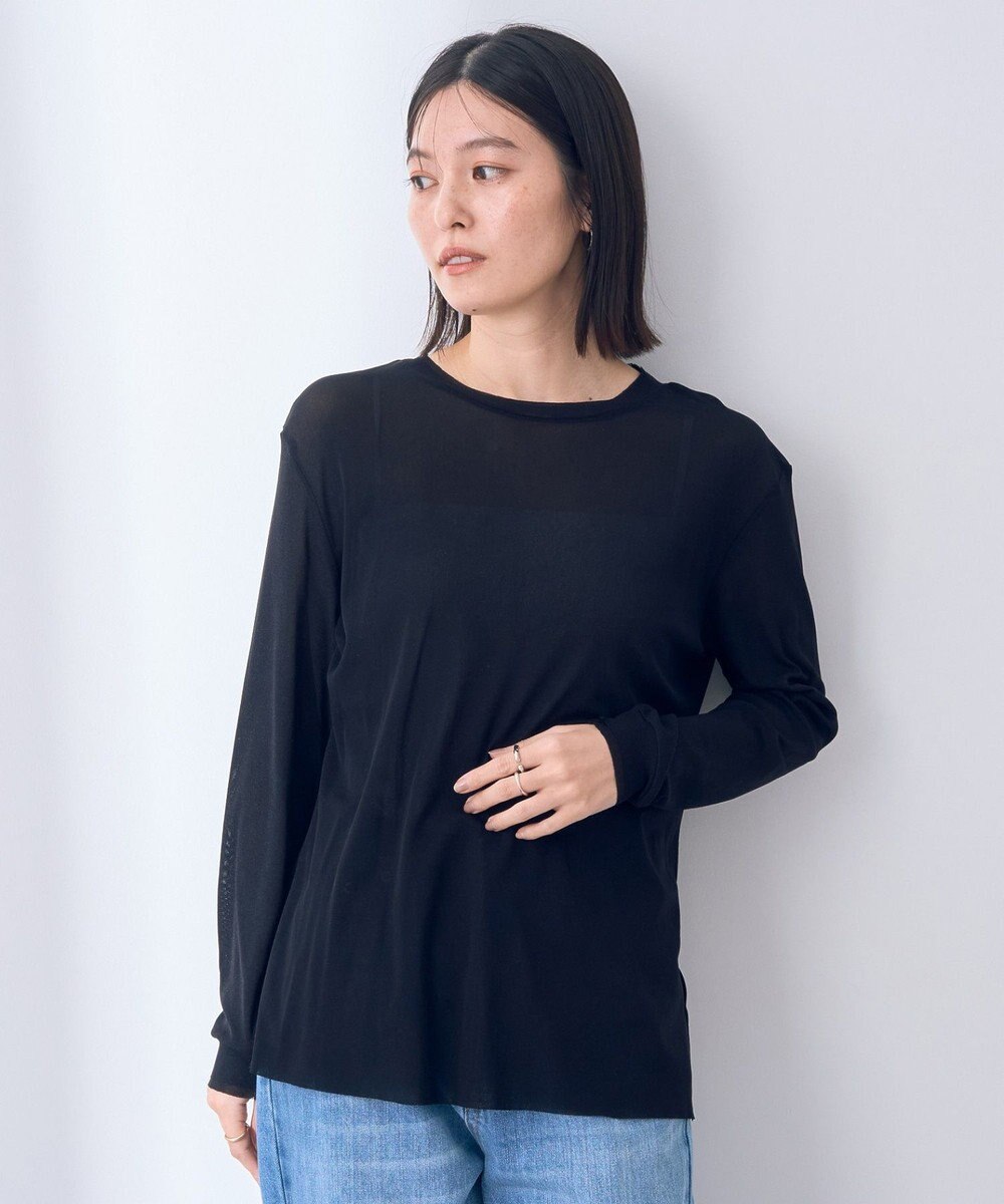 YECCA VECCA クルーネックレイヤードシアートップス 