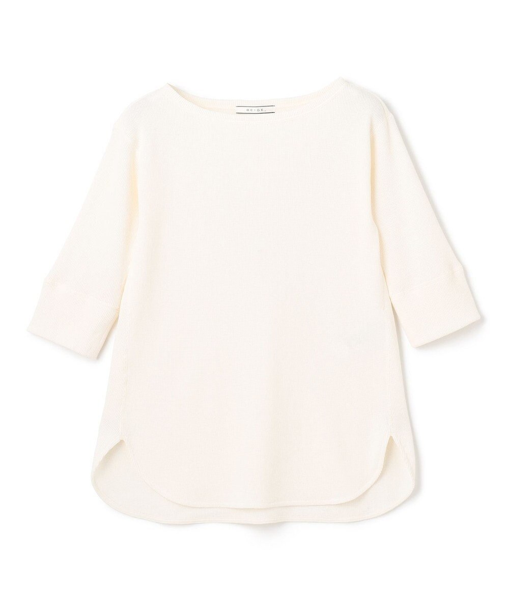 BEIGE， 【洗える】GLOBE / コットンリブ7分袖カットソー 