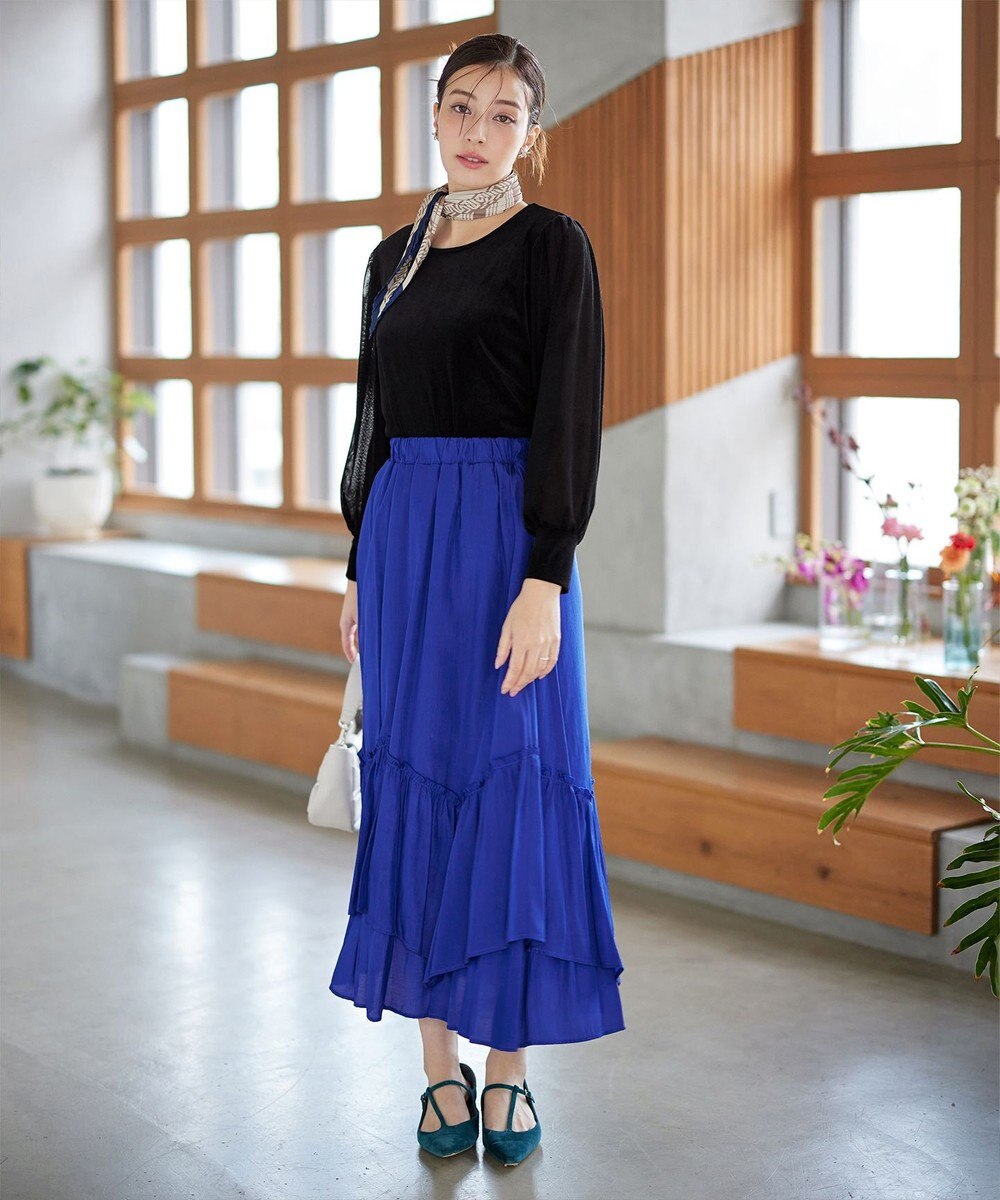 Tiaclasse 【洗える】ギャザーフリルティアードスカート 