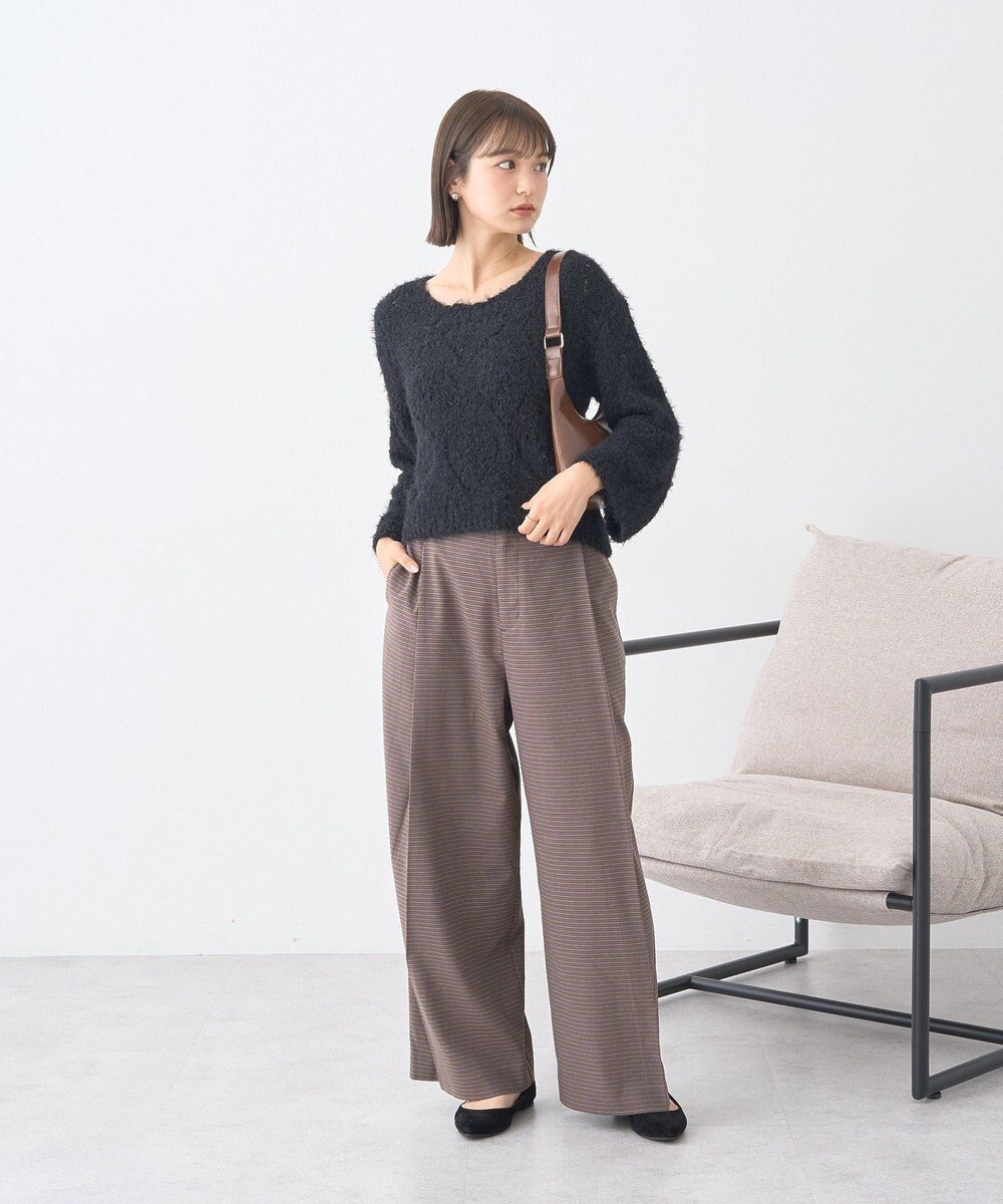 earth music&ecology シャギーミックス透かしハート柄ニットプルオーバ 