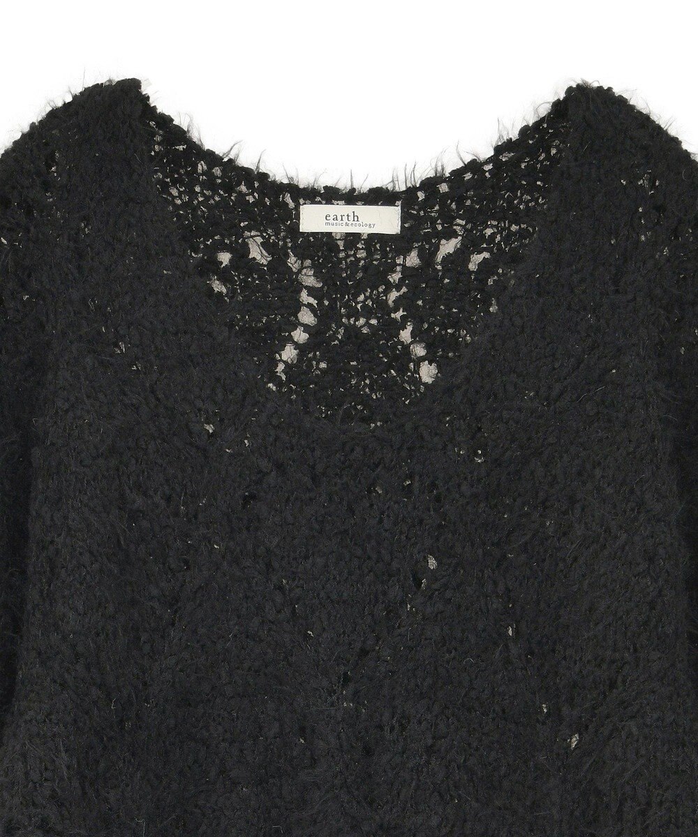 earth music&ecology シャギーミックス透かしハート柄ニットプルオーバ 