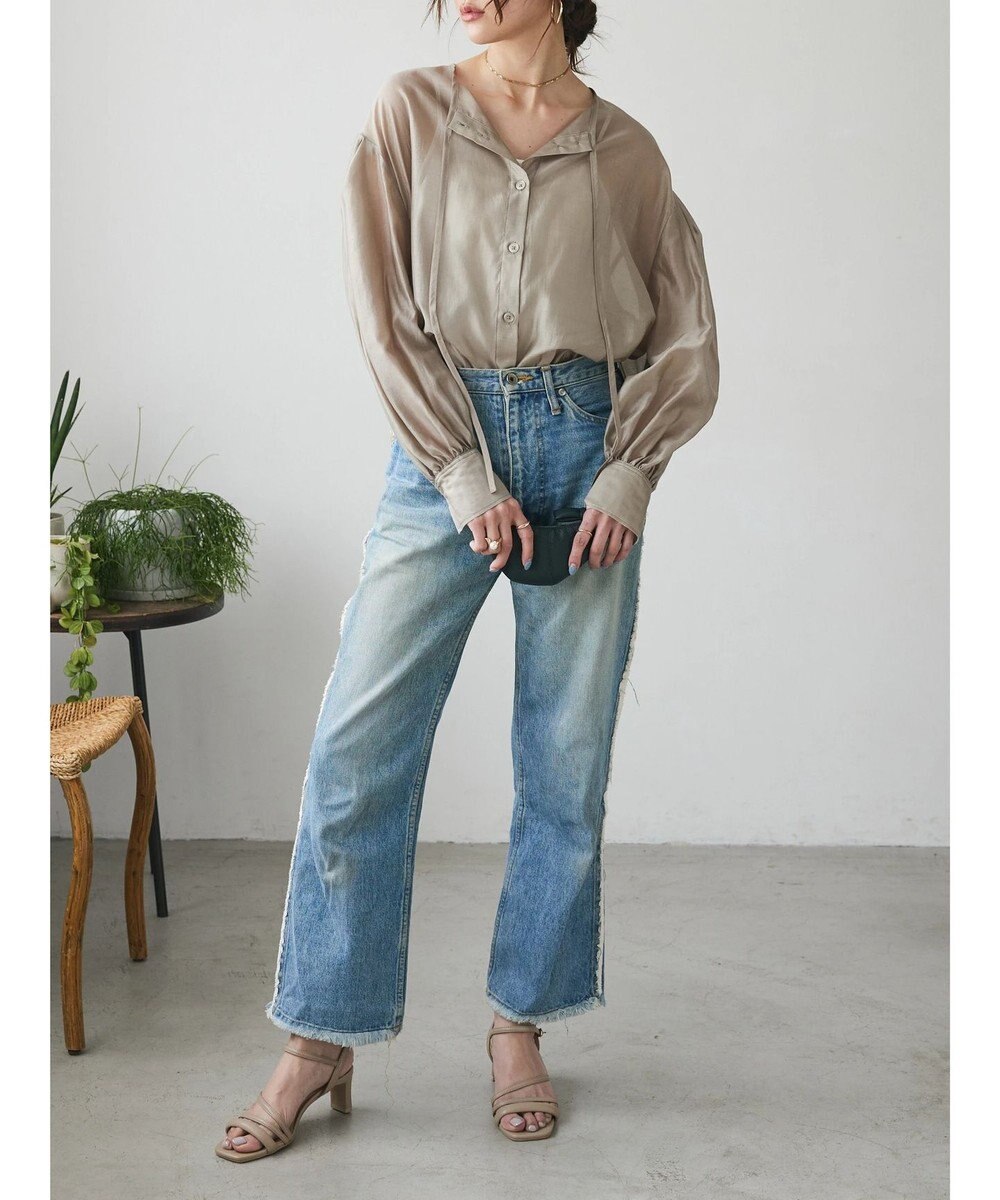 Green Parks AnriettMusee シアーボリュームスリーブブラウス 