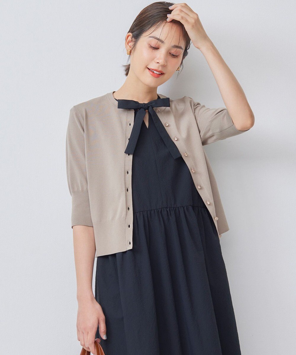 組曲 【洗える・6色展開】CANDYボタン 半袖カーディガン 