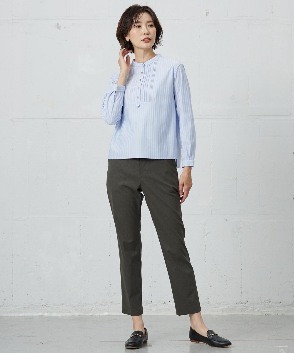 J.PRESS LADIES ストライプジャージー ピンタック カットソー 