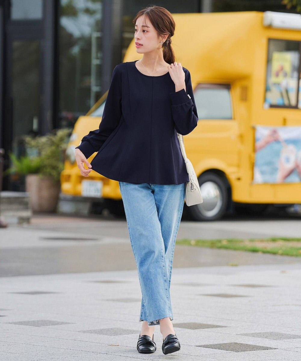 Tiaclasse 【洗える】袖パールポンチフレアトップス 