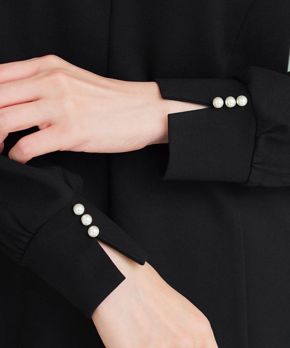 Tiaclasse 【洗える】袖パールポンチフレアトップス 