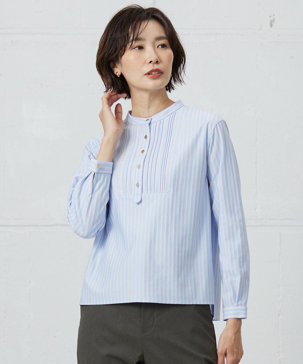 J.PRESS LADIES ストライプジャージー ピンタック カットソー 