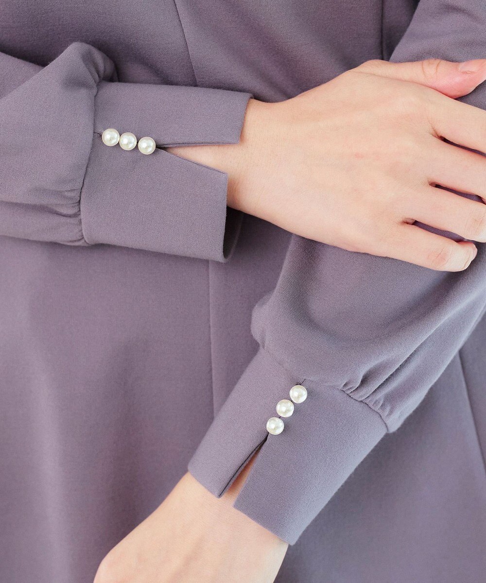 Tiaclasse 【洗える】袖パールポンチフレアトップス 