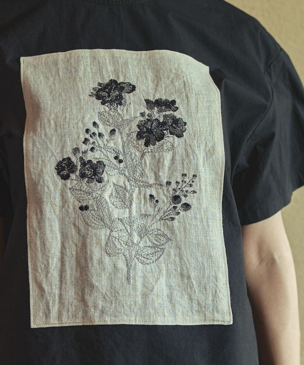 muuc ジャスミン刺繍フレンチスリーブワンピース〈日本製・綿100%天然素材・遠州織物〉〈繊細な花刺繍〉〈上品なロング丈〉〈ゆったりフリーサイズ〉〈大人の夏ワンピ〉 