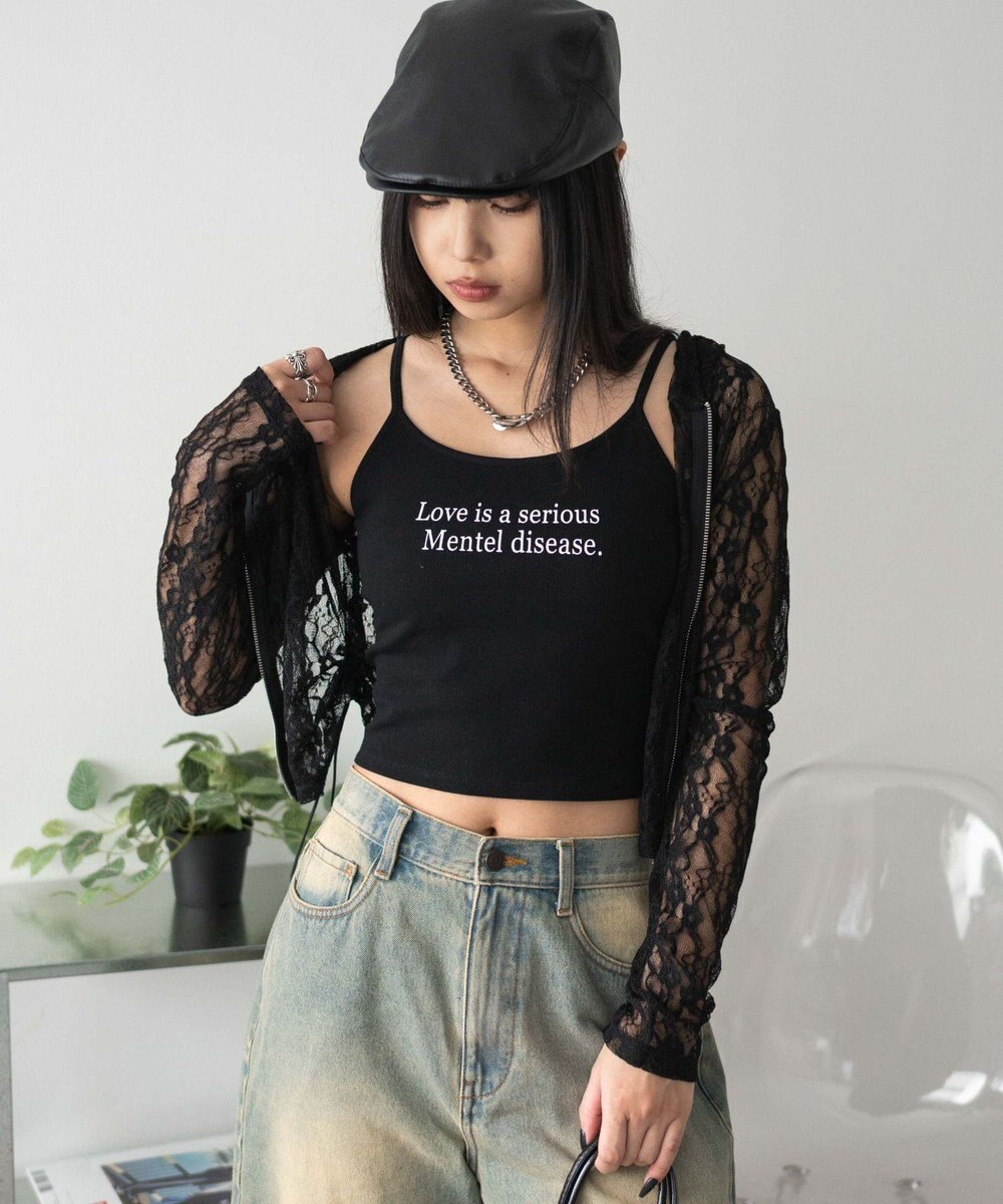 WEGO 【カップ付きインナー】グラフィックプリントカップインキャミ 