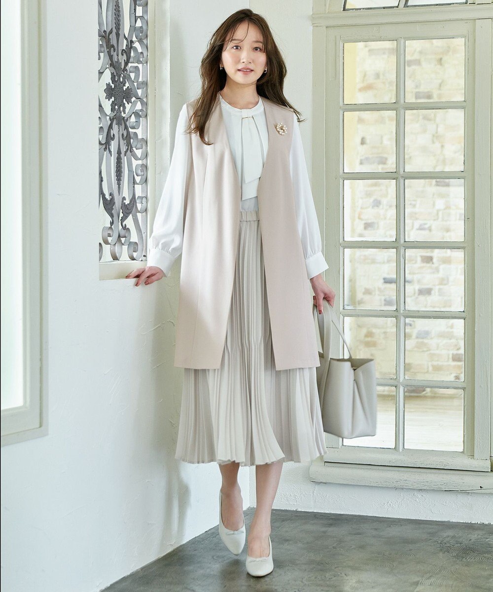 ANY L 【ウエストゴム】2段プリーツスカート 