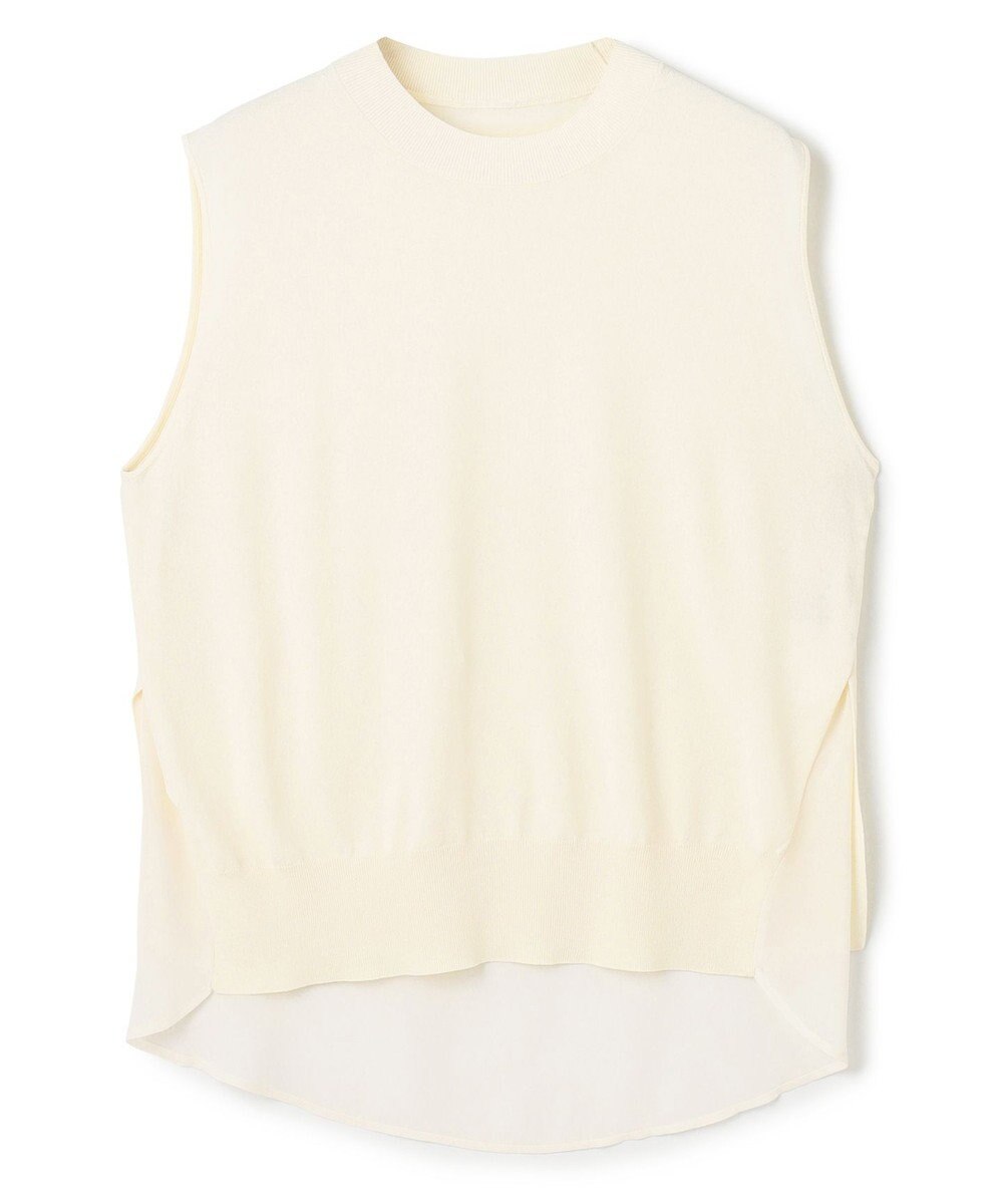 BEIGE， 【洗える】VALOIS / バックシフォンレーヤードニット 