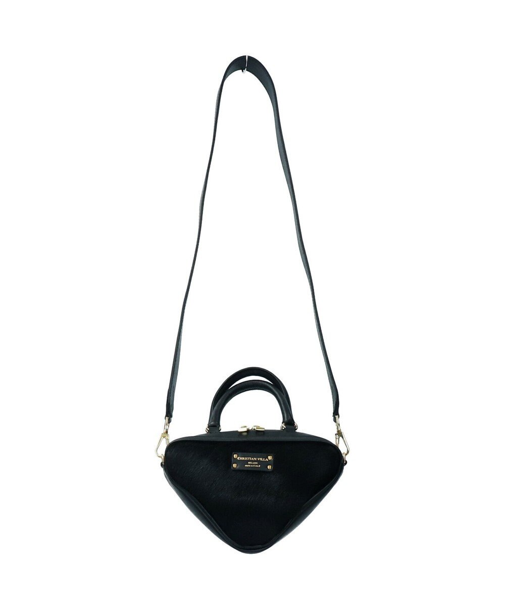 INTER-CHAUSSURES 【Christian Villa】レザーコンビトライアングルミニバッグ 