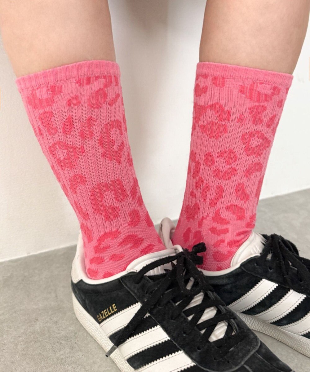 WEGO レオパード柄リブソックス 