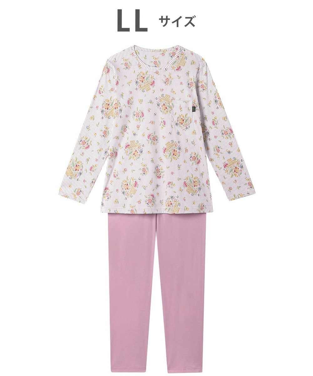 WACOAL パジャマ 長袖 長ズボン 綿100%(本体) スムース素材 ミントン レディース NDX562 /ワコール 