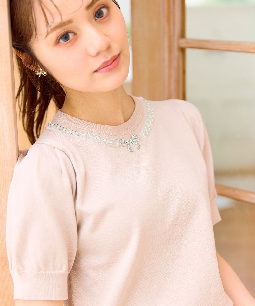 Feroux ビジューネックレスニット 