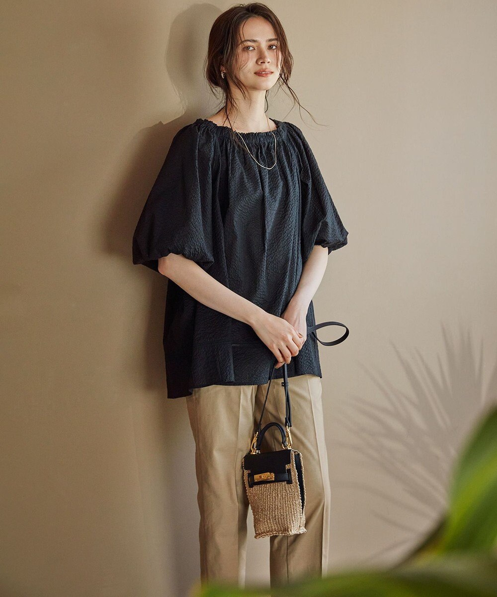 23区 L 【SLOW/洗える】バックサテンストレッチ ベイカーパンツ 