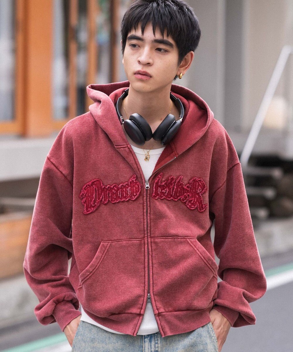 WEGO 【ユニセックス着用ITEM/MLサイズ展開】ショートグラフィックZIPパーカー 