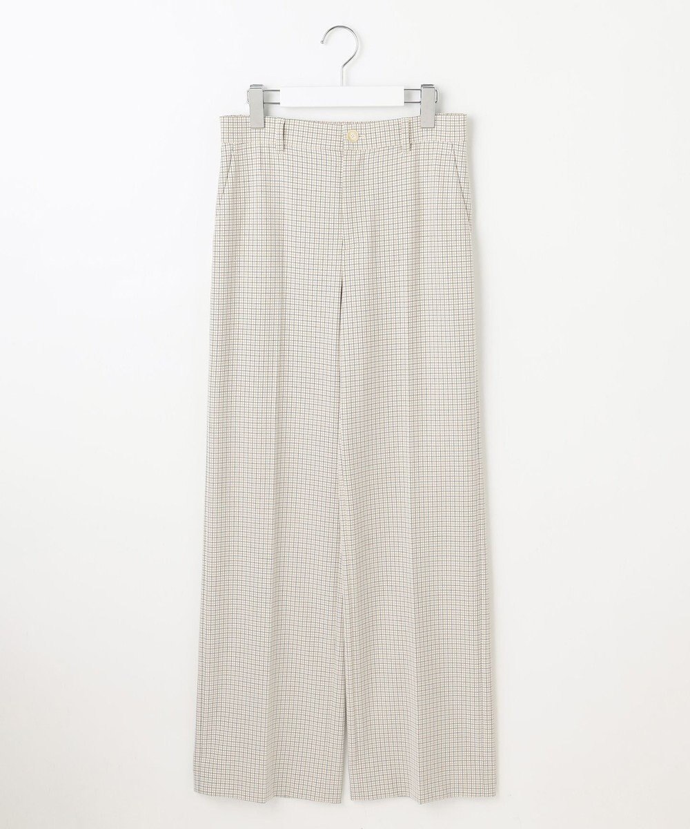 自由区 L TRギャバチェック柄ストレート パンツ 