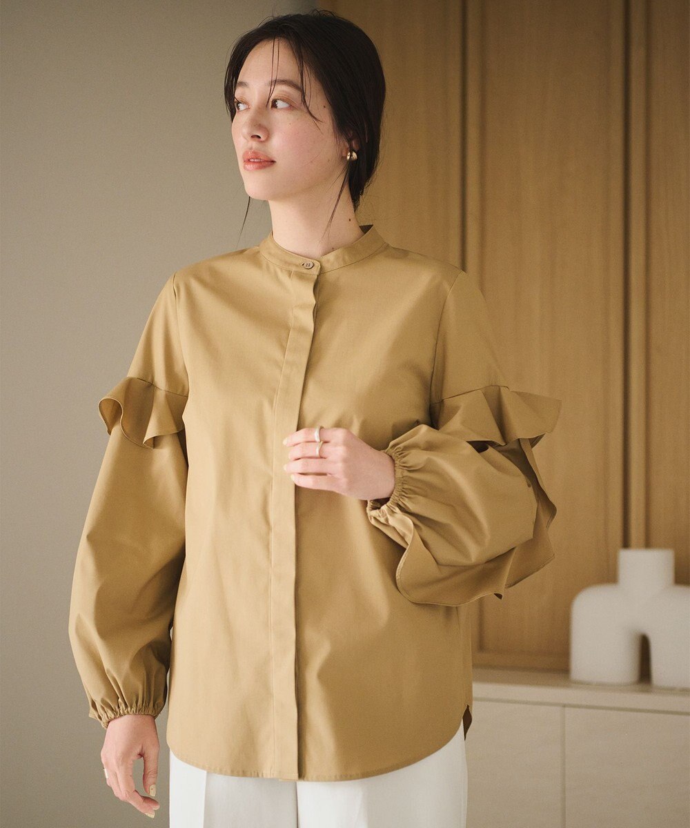 #Newans 【ANSWER for Co-Creation】フリルスリーブバンドカラーブラウス 