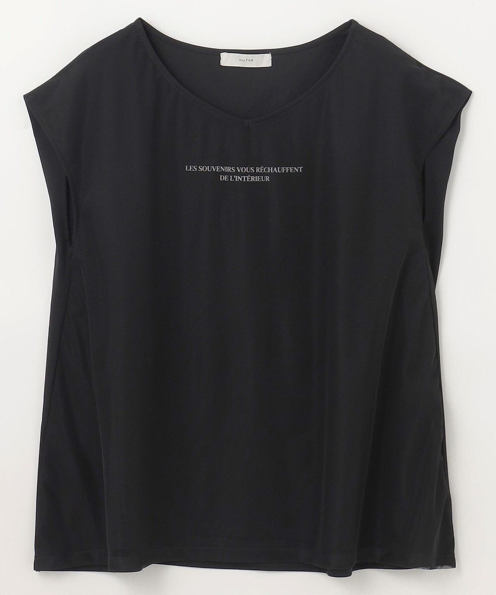 ANY チュールデザインフレンチスリーブTシャツ 