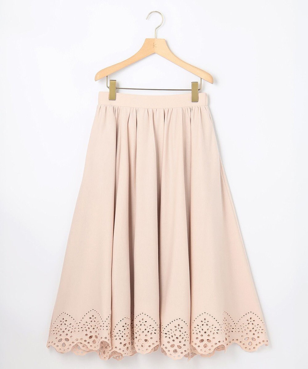 組曲 【洗える】ハイカウントジャージー フレアスカート ベージュ系