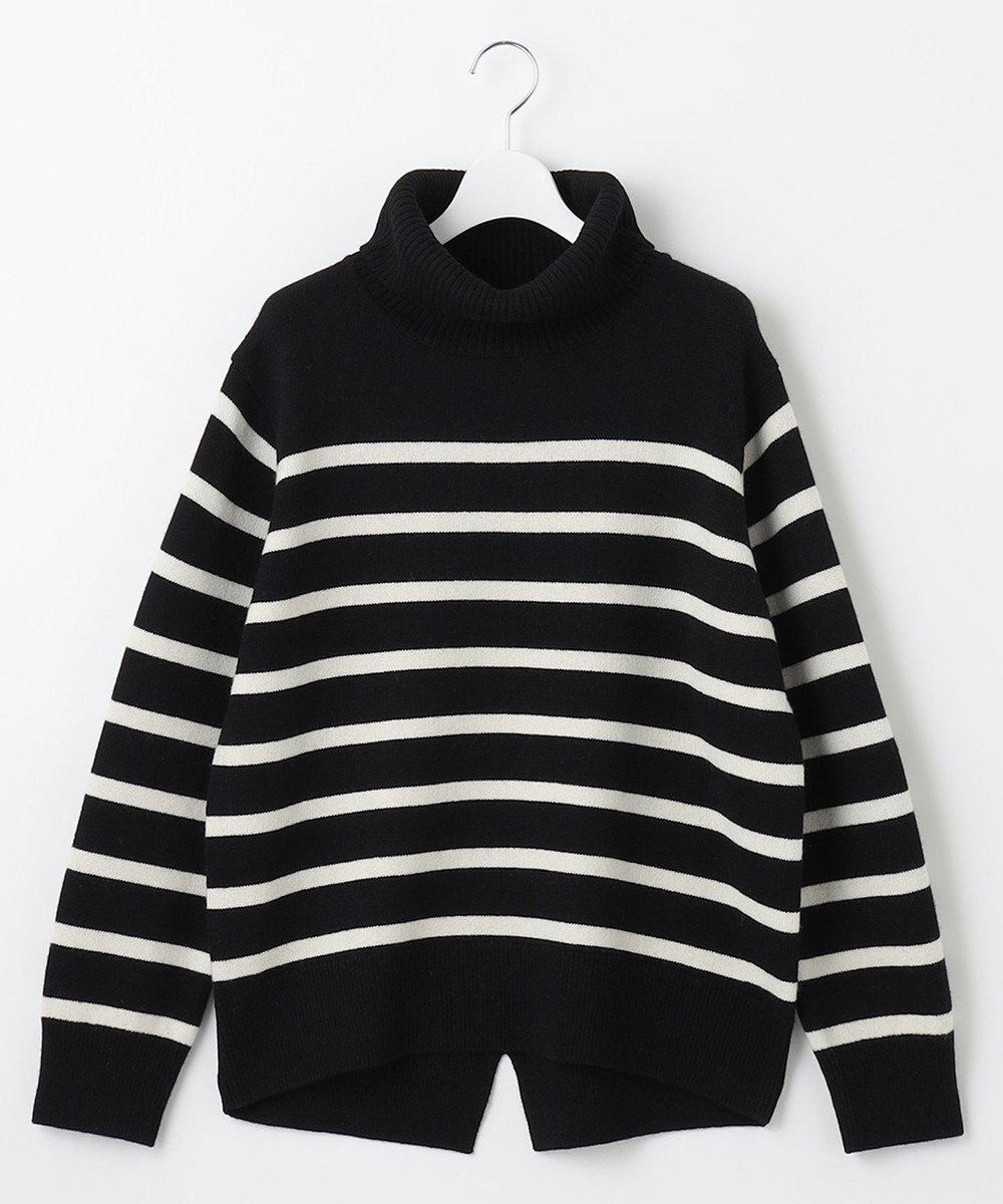 J.PRESS LADIES S 【洗える】MERINO CASHMERE オフタートル ボーダー ニット 