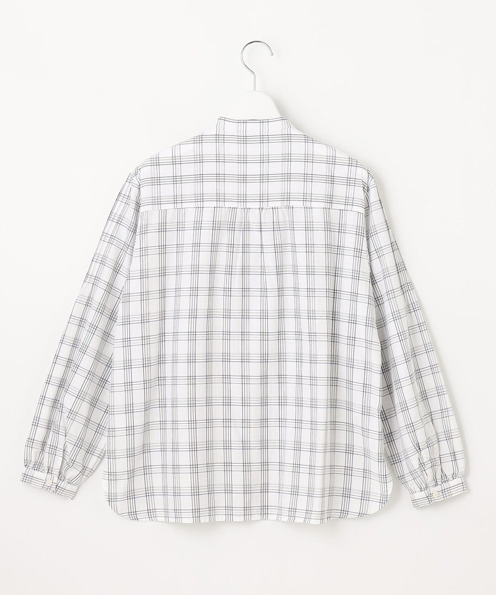 J.PRESS LADIES 【洗える】 セルロースチェック バンドカラー ブラウス 