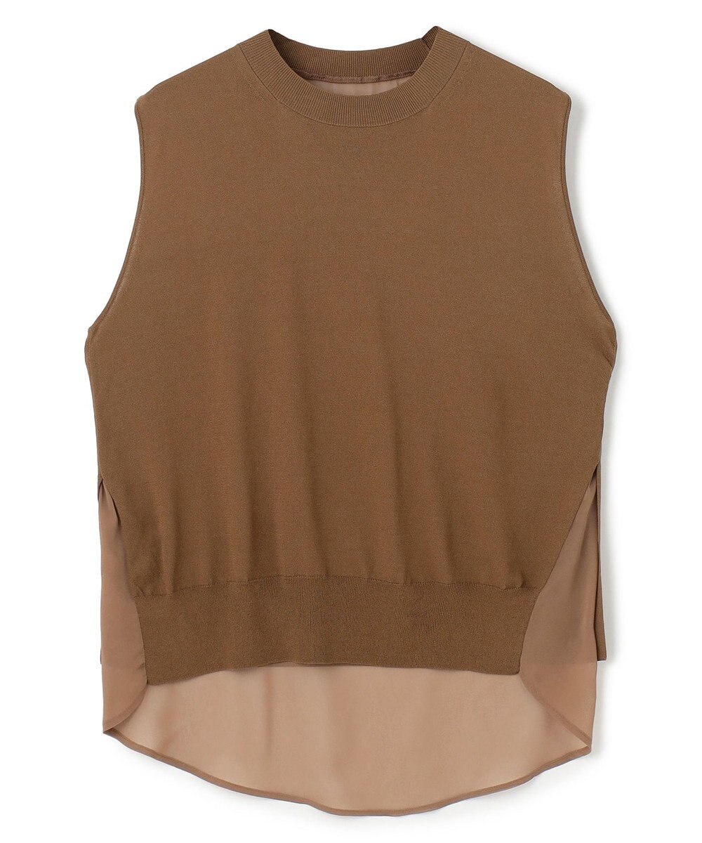 BEIGE， 【洗える】VALOIS / バックシフォンレーヤードニット 