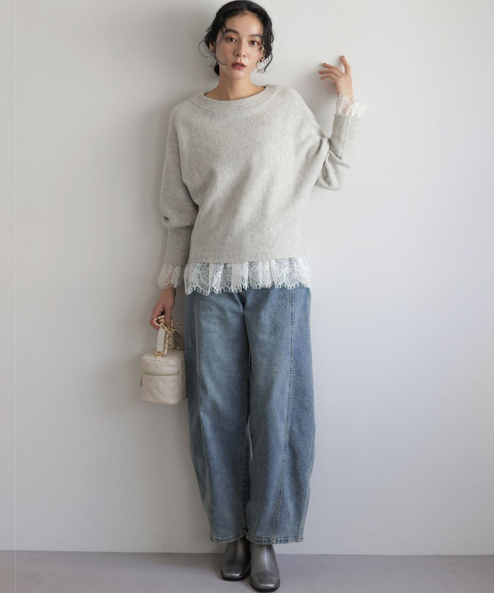 組曲 【加藤ローサさん着用】ウールカシミヤミックスボートネック ニット 