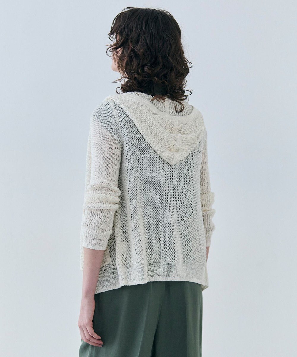 BEIGE， 【洗える】OPTICAL / ペーパーヤーンフーディージップニット 