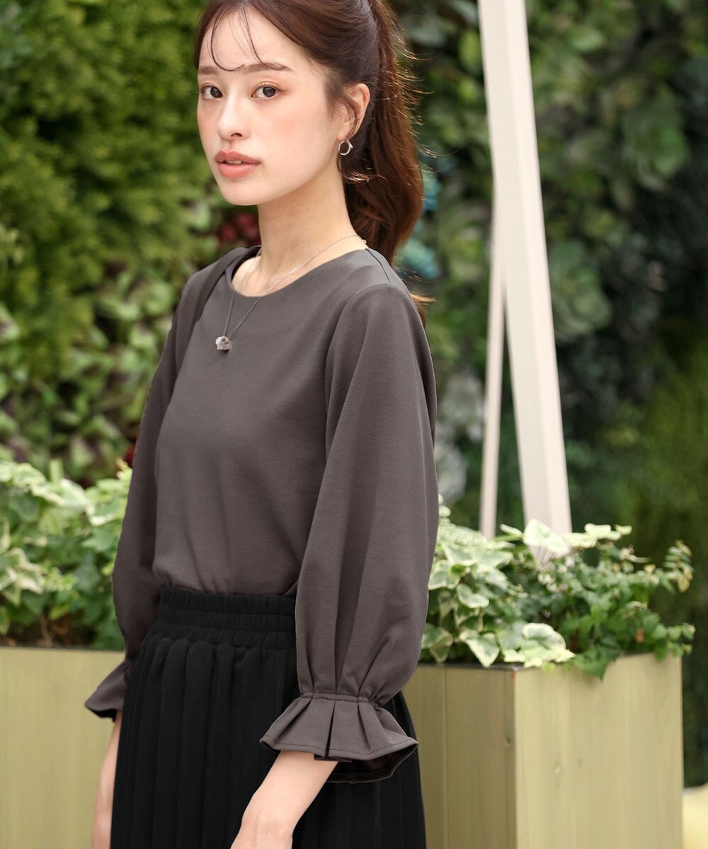 Tiaclasse 【洗える】タックスリーブカットソートップス 