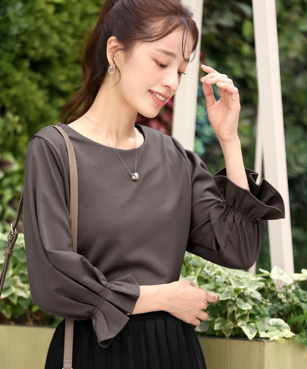 Tiaclasse 【洗える】タックスリーブカットソートップス 