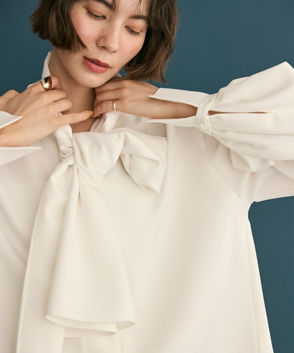 #Newans 【洗濯機可】ビックリボンパウダリーブラウス 