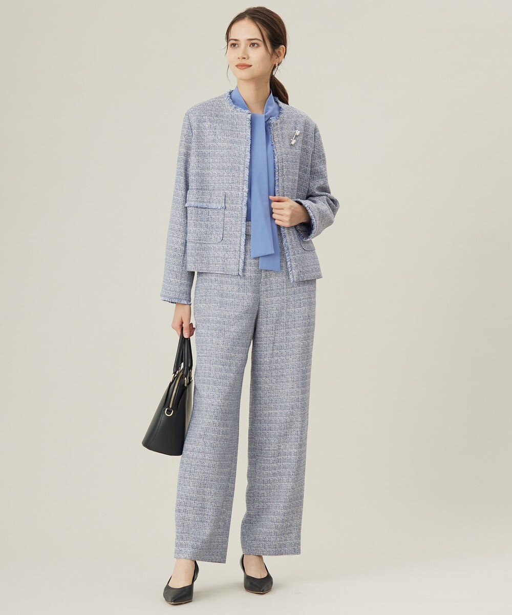 自由区 【セットアップ対応・洗える】ライトミックスツイード ジャケット 