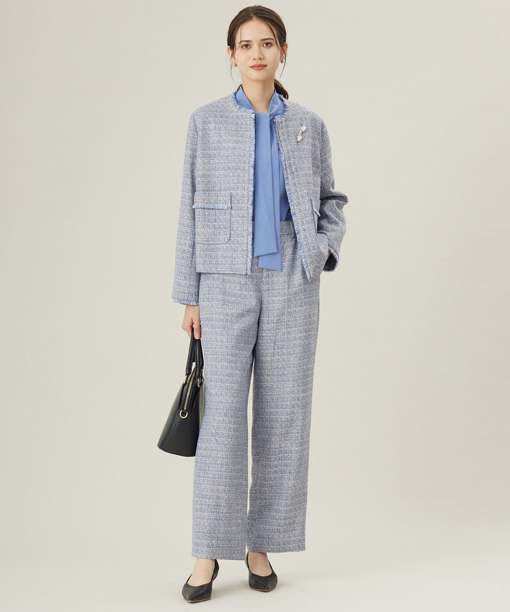 自由区 【セットアップ対応・洗える】ライトミックスツイード ジャケット 