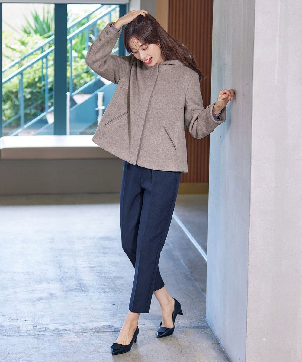 Tiaclasse ウールライクフーデットショートコート 