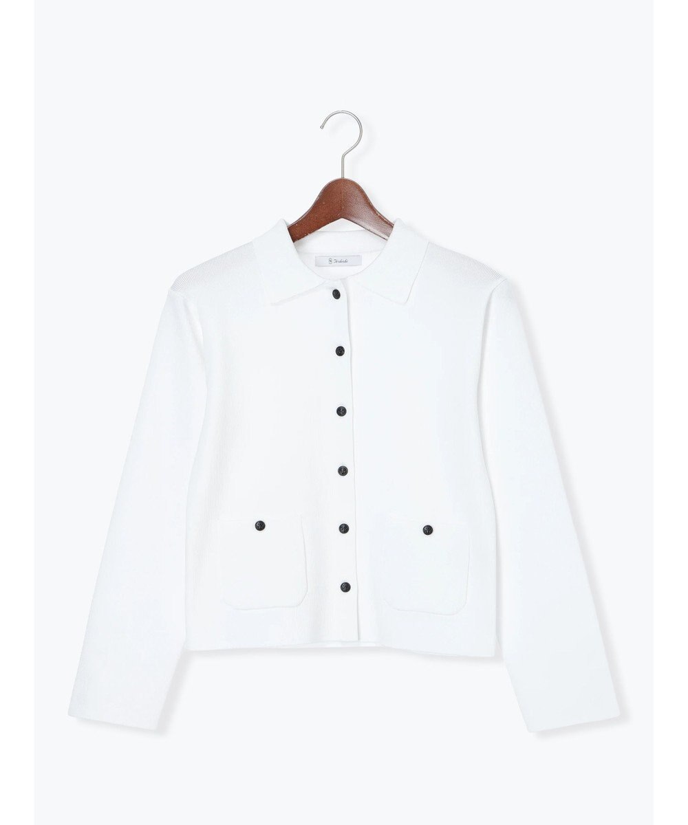 Te chichi 総針衿付きジャケットカーディガン 