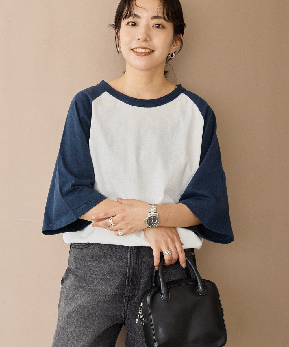 AMERICAN HOLIC ラグラン配色7分袖プルオーバー 