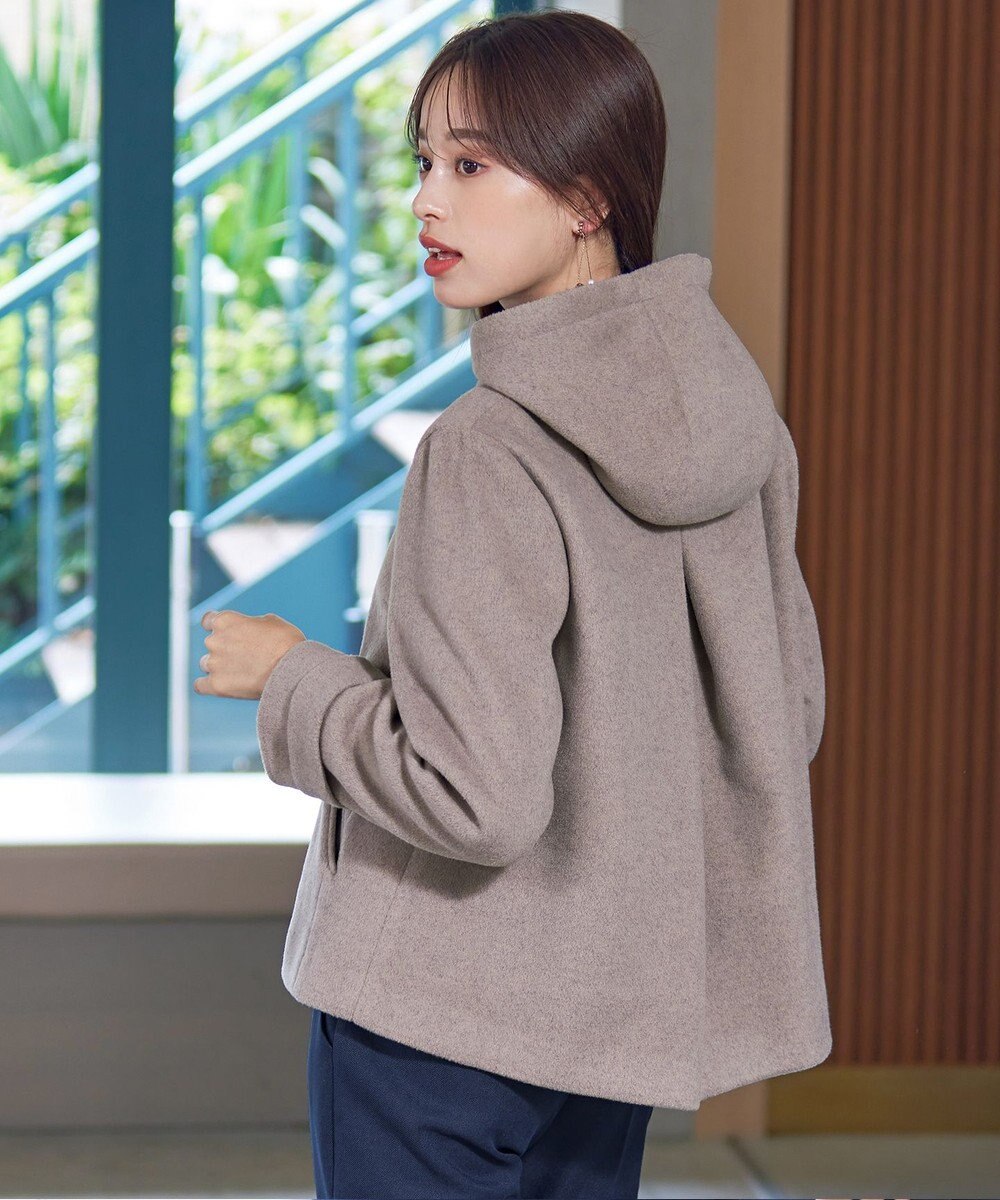 Tiaclasse ウールライクフーデットショートコート 