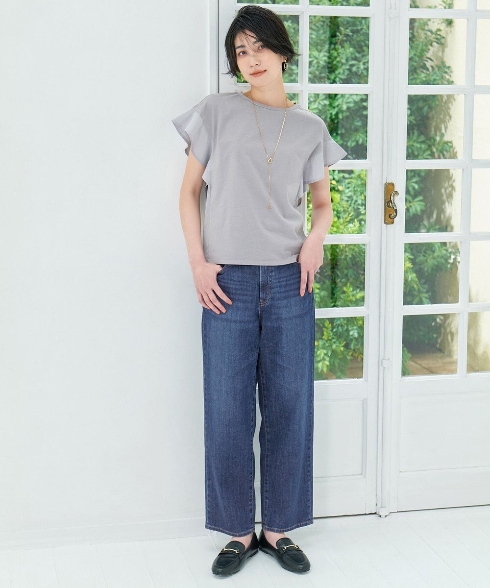 ANY 異素材コンビフリルスリーブプルオーバー 