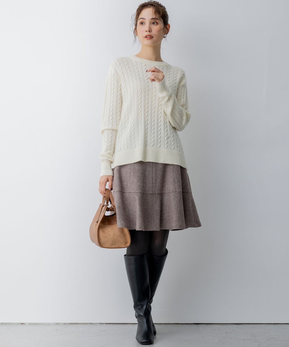 組曲 カシミヤブレンドバルキーケーブル ニット 