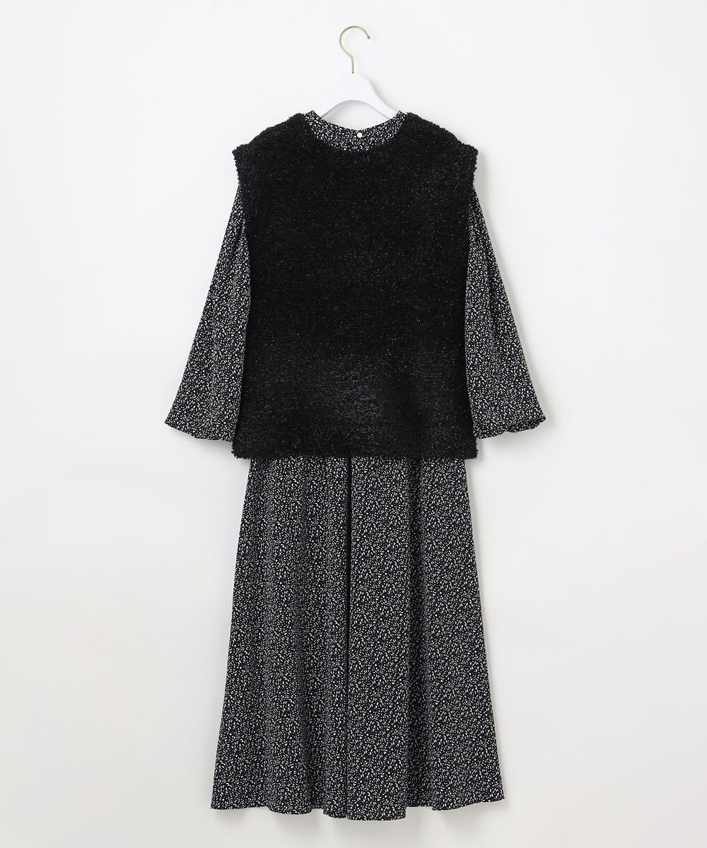 ANY SIS L 【洗える】フラワープリントワンピース × ニットベスト セット 