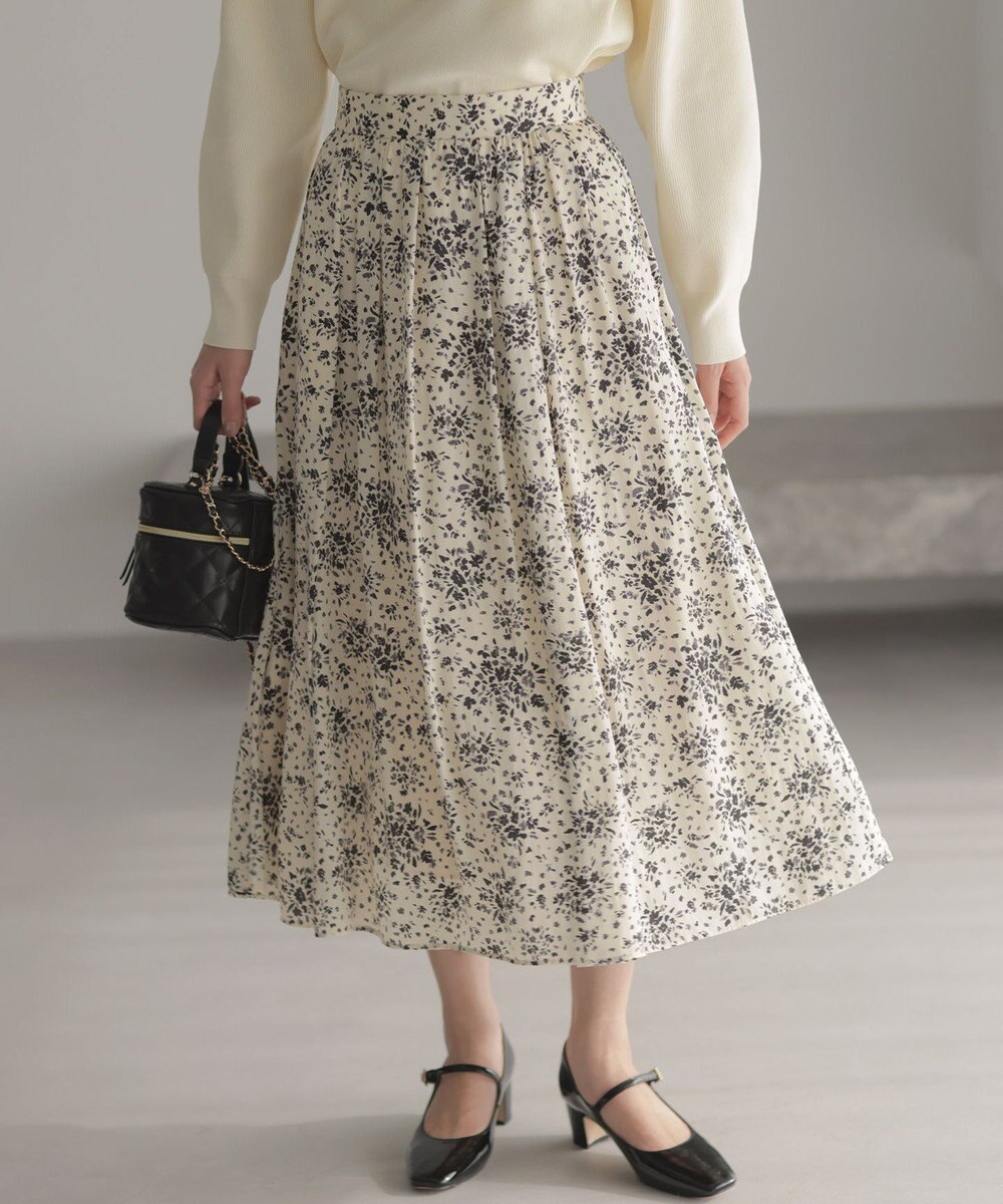 組曲 モザイクフラワープリント スカート 