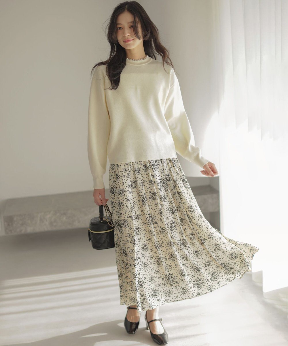 組曲 モザイクフラワープリント スカート 