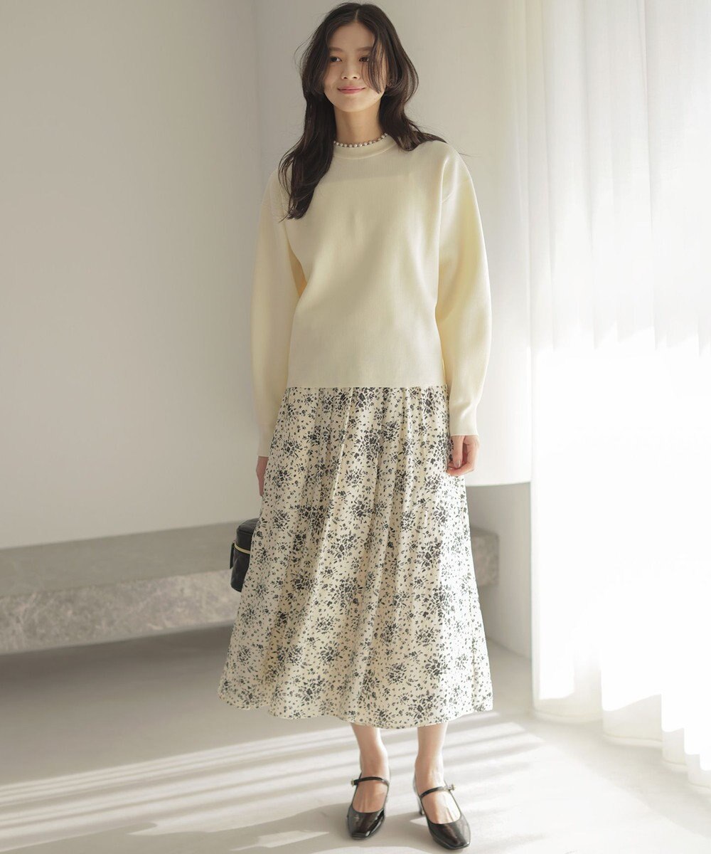 組曲 モザイクフラワープリント スカート 