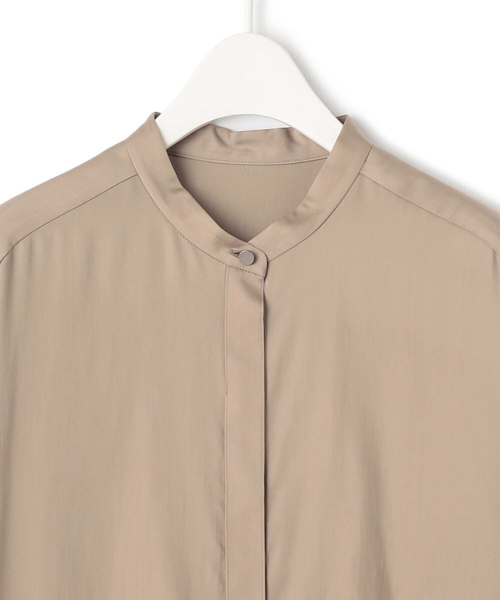 ICB 【WEB限定カラーあり・洗える】 シルキーサテン シャツブラウス 